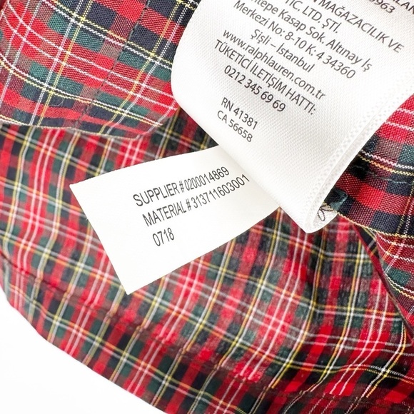 Polo Ralph Lauren Girls' Size 10 Bell-Sleeve Red Plaid Top Blouse - Picture 6 of 7